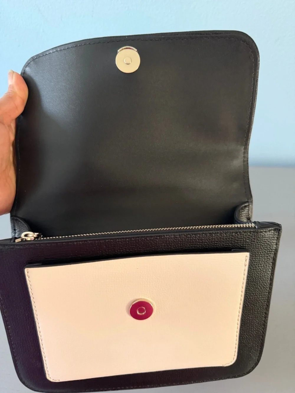 kate spade Black & White Houndstooth Crossbody with silver Chain